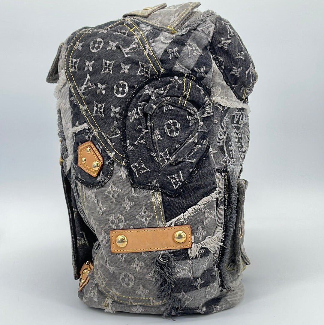 Louis Vuitton Black Denim Patchwork Bowly Bag