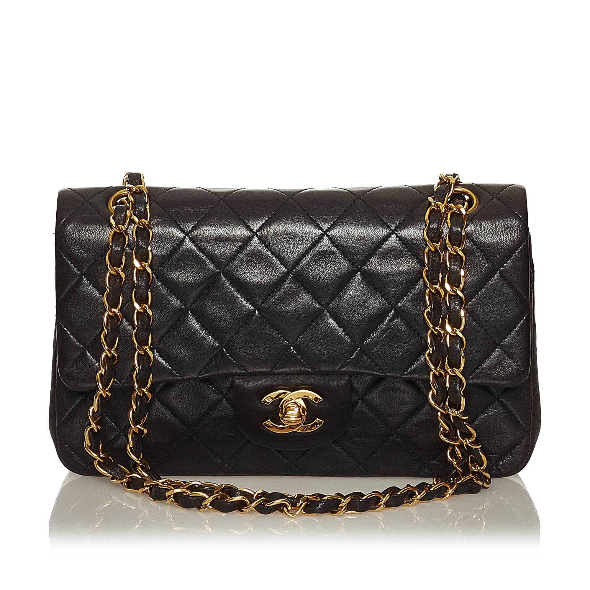 Chanel 4 Vintage Chanel 2.55 9 Double Flap Black Quilted Leather
