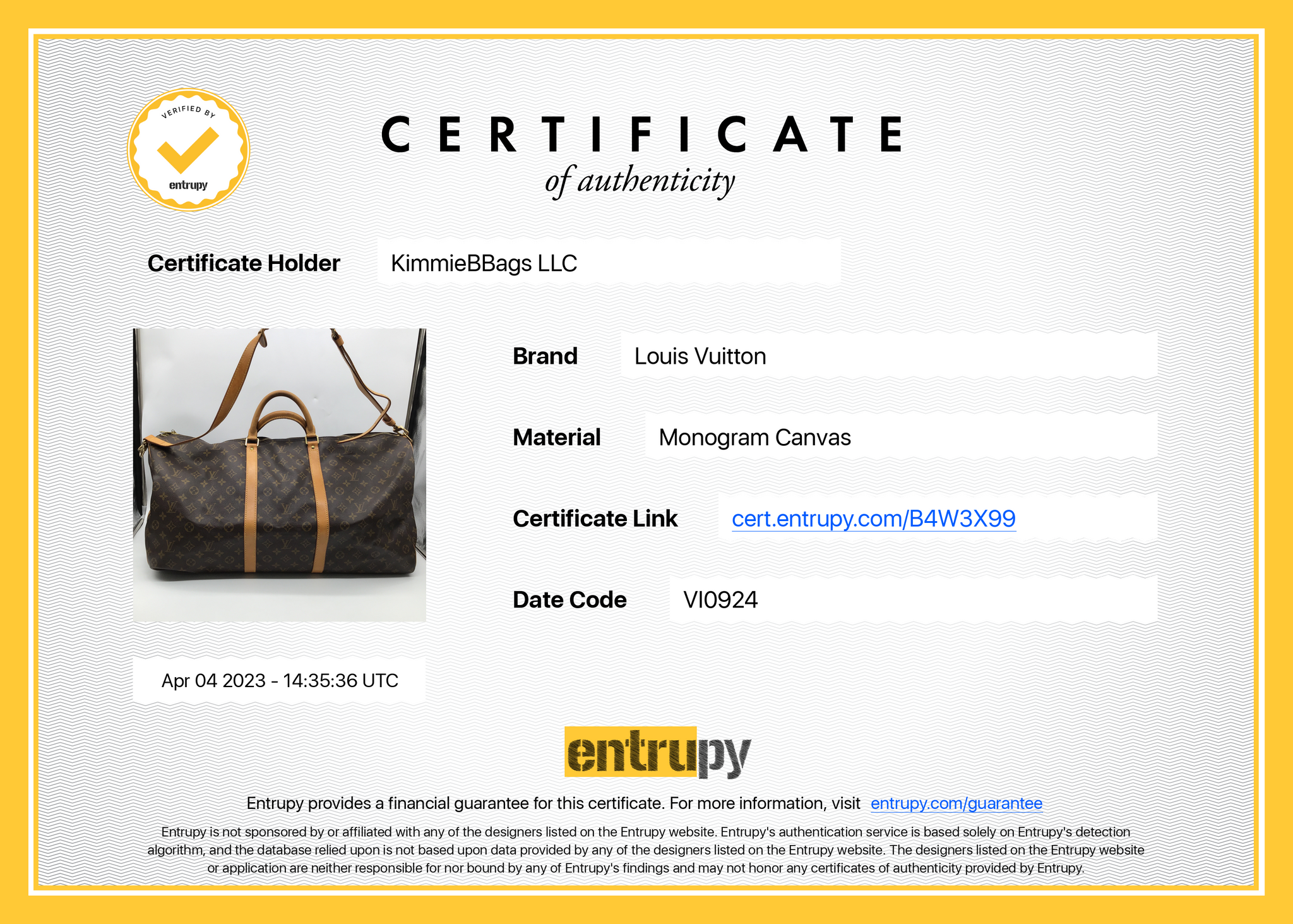 PRELOVED Louis Vuitton Keepall Bandouliere 55 Monogram Duffel Bag (NO  STRAP) VI864 063023