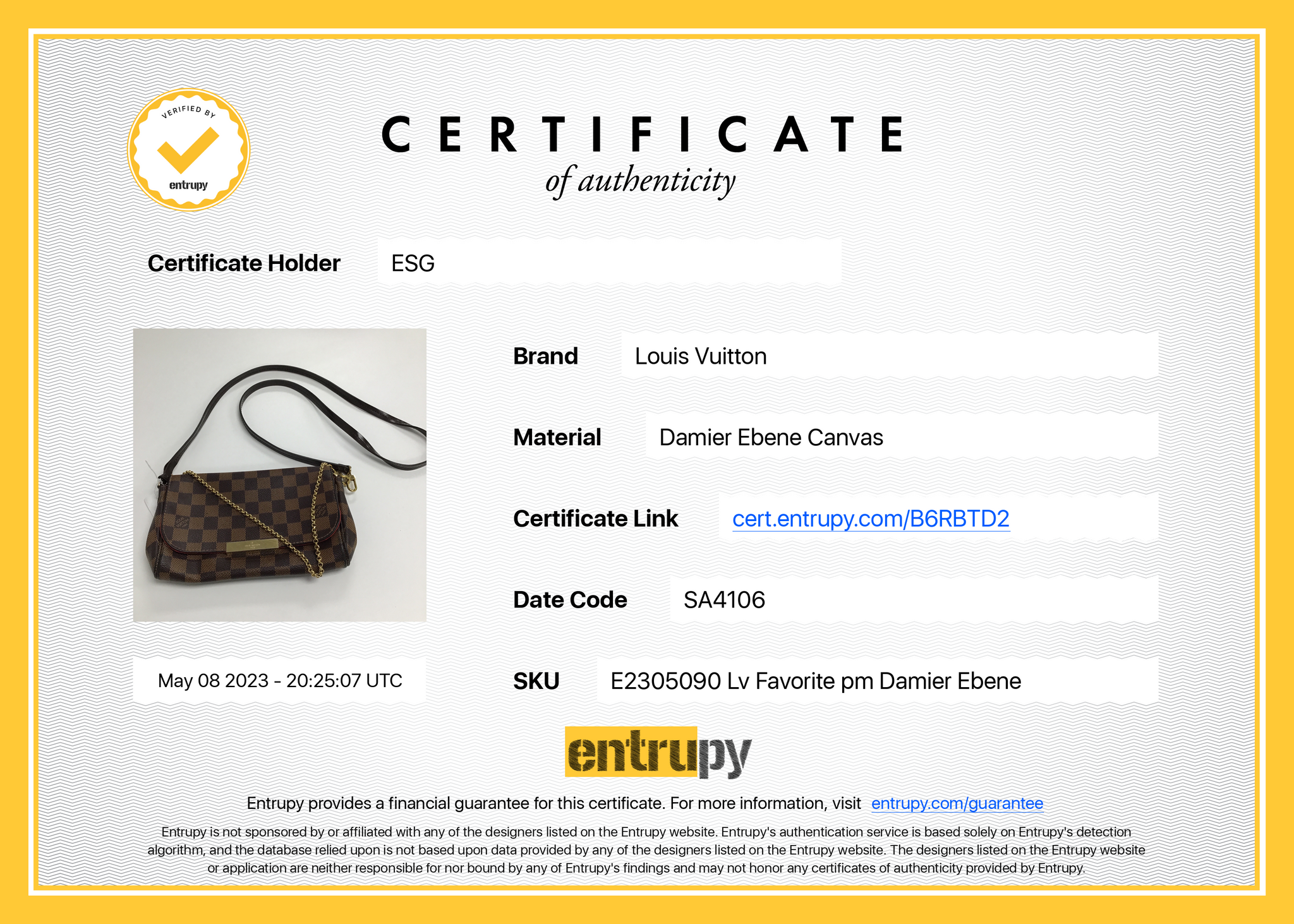 PRELOVED Louis Vuitton Favorite PM Damier Ebene Bag SA4106 B6RBTD2 062 –  KimmieBBags LLC