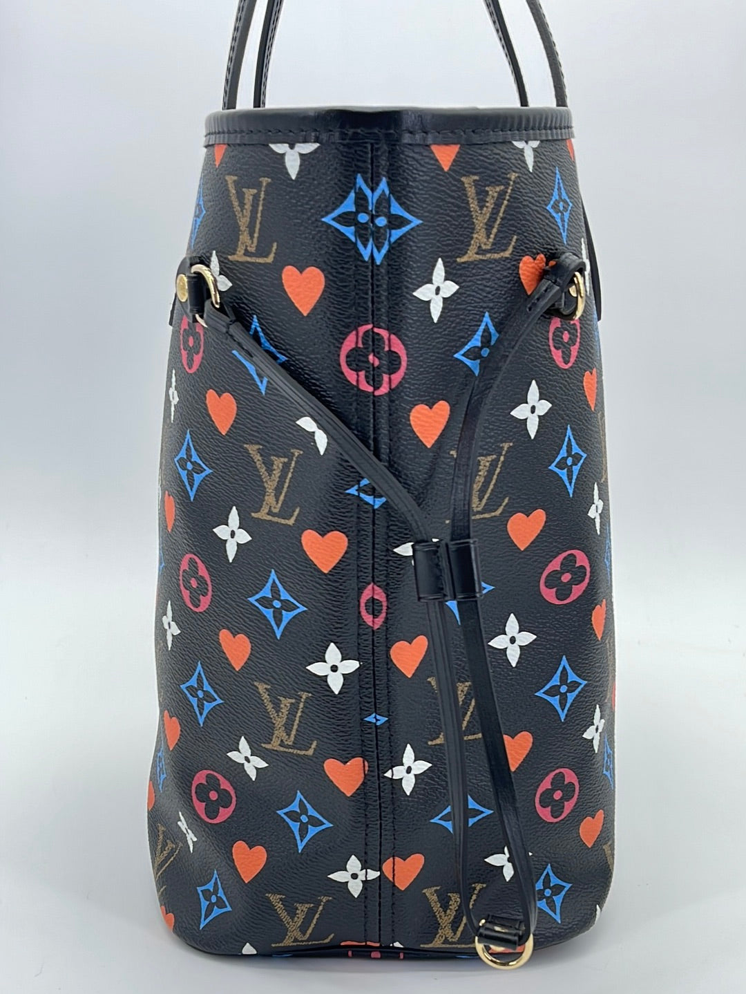 Preloved Louis Vuitton Black Multicolor Monogram Neverfull mm Game on Tote Bag GI4200 100323