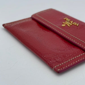 PRELOVED Prada Red Patent Business Card Case VMR3WDB 030924 H