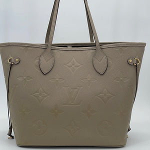 Preloved Louis Vuitton Beige Empriente Giant Monogram Leather Neverfull mm Tote Bag K6QVH8D 100323