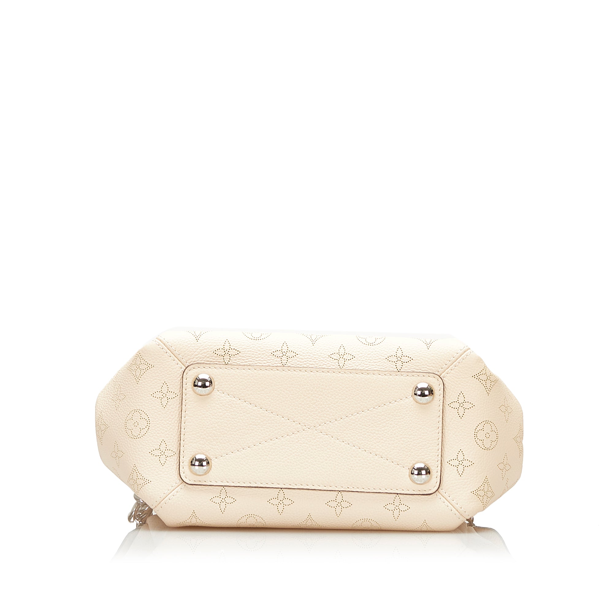 Louis Vuitton Ivory Perforated Monogram Mahina Leather Babylone Silver Hardware, 2015 (Like New), White Womens Handbag