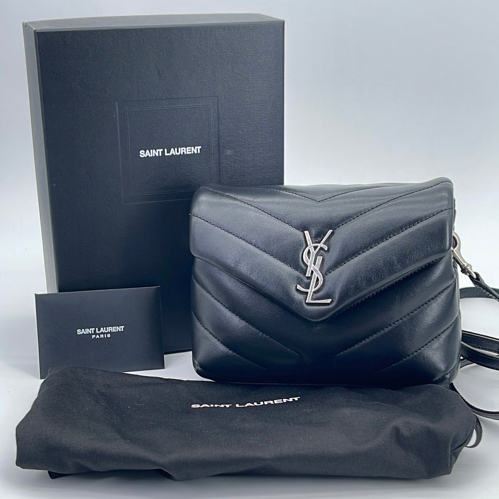 GIFTABLE Preloved Saint Laurent Black Matelasse Chevron Leather LouLou Toy Shoulder Bag GAB6784011021 091823