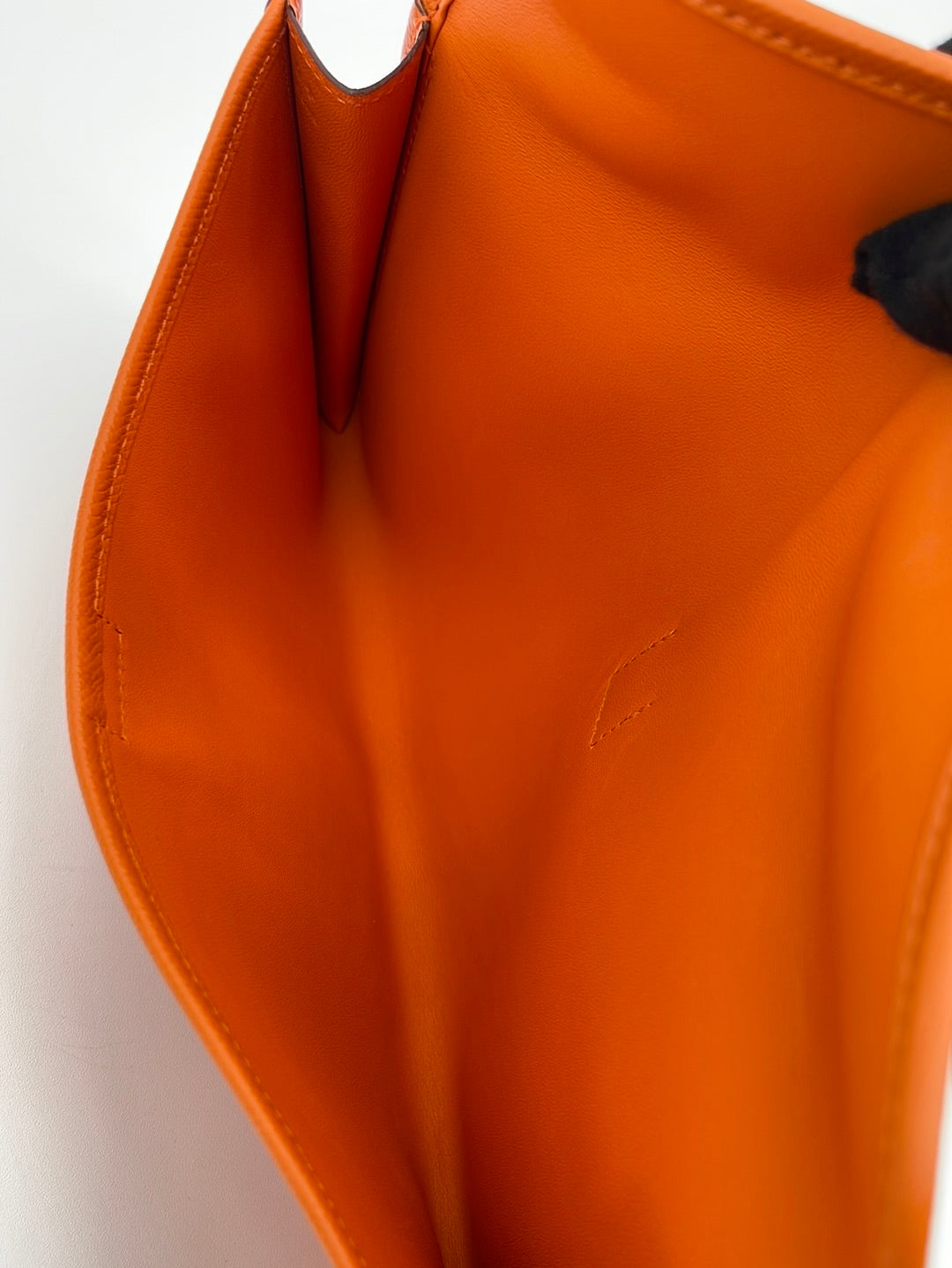 Preloved Hermes Orange Leather Jige PM Clutch QSquare+ 082323