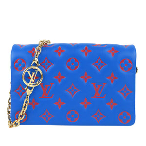 Louis Vuitton Coussin PM Blue Denim Monogram Gold Chain Shoulder