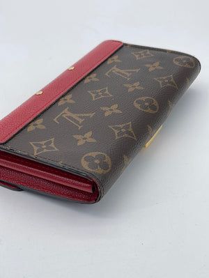Pre-owned Brown Python Leather And Monogram Canvas Pallas Wallet