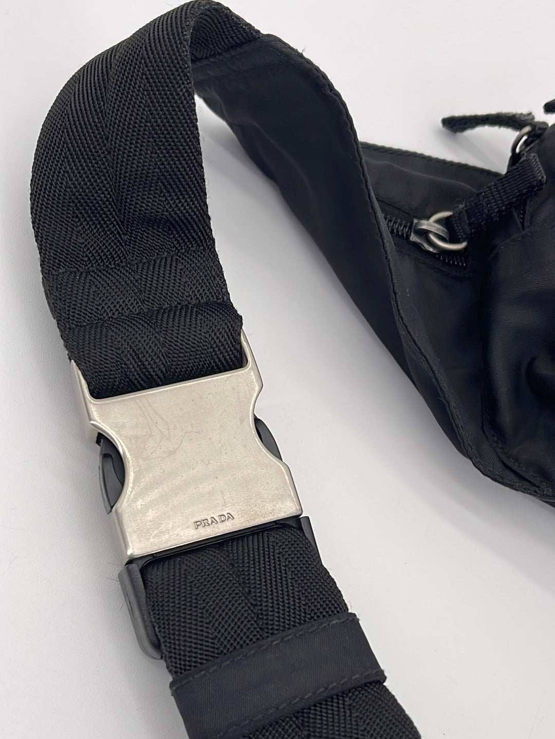Preloved Prada Black Nylon Montagna Small Tessuto Belt Bag 84 (K) 020824