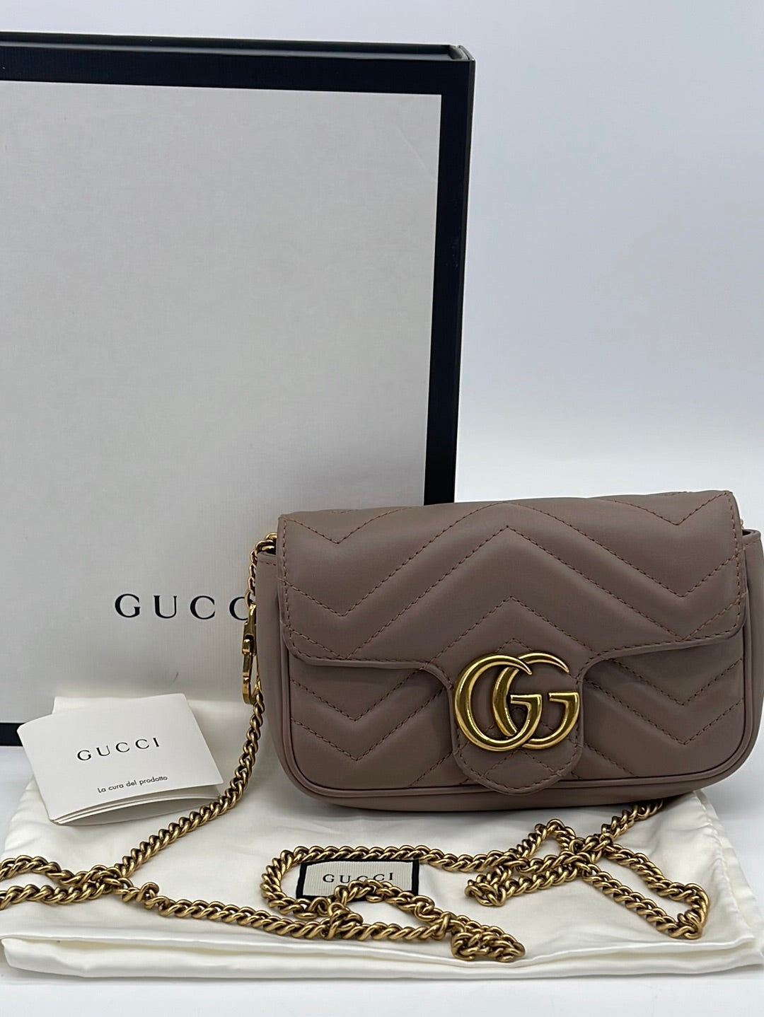 Preloved Gucci GG Marmont Flap Matelasse Beige Leather Mini Bag CVR9KCW 032524 P