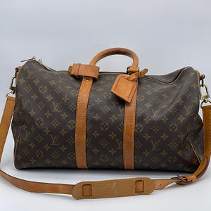 LOUIS VUITTON Keepall 45 Leather Monogram Travel Bag Classic