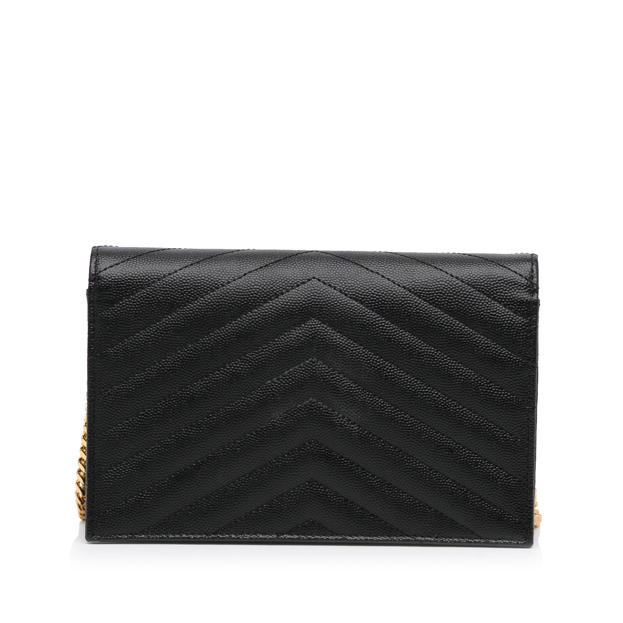 Preloved Saint Laurent Classic Monogram Black Matelasse Chevron Leather Small Wallet on Chain GNC3939531221 092623 $305 off Flash