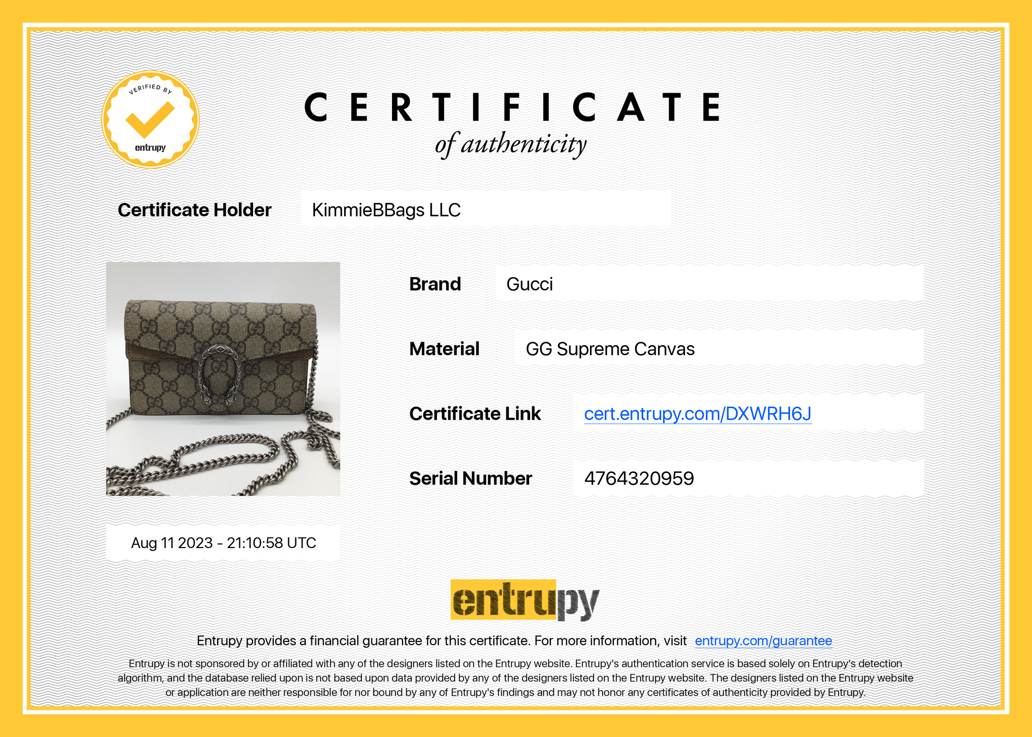 Preloved Gucci Dionysus GG Supreme Super Mini Chain Wallet