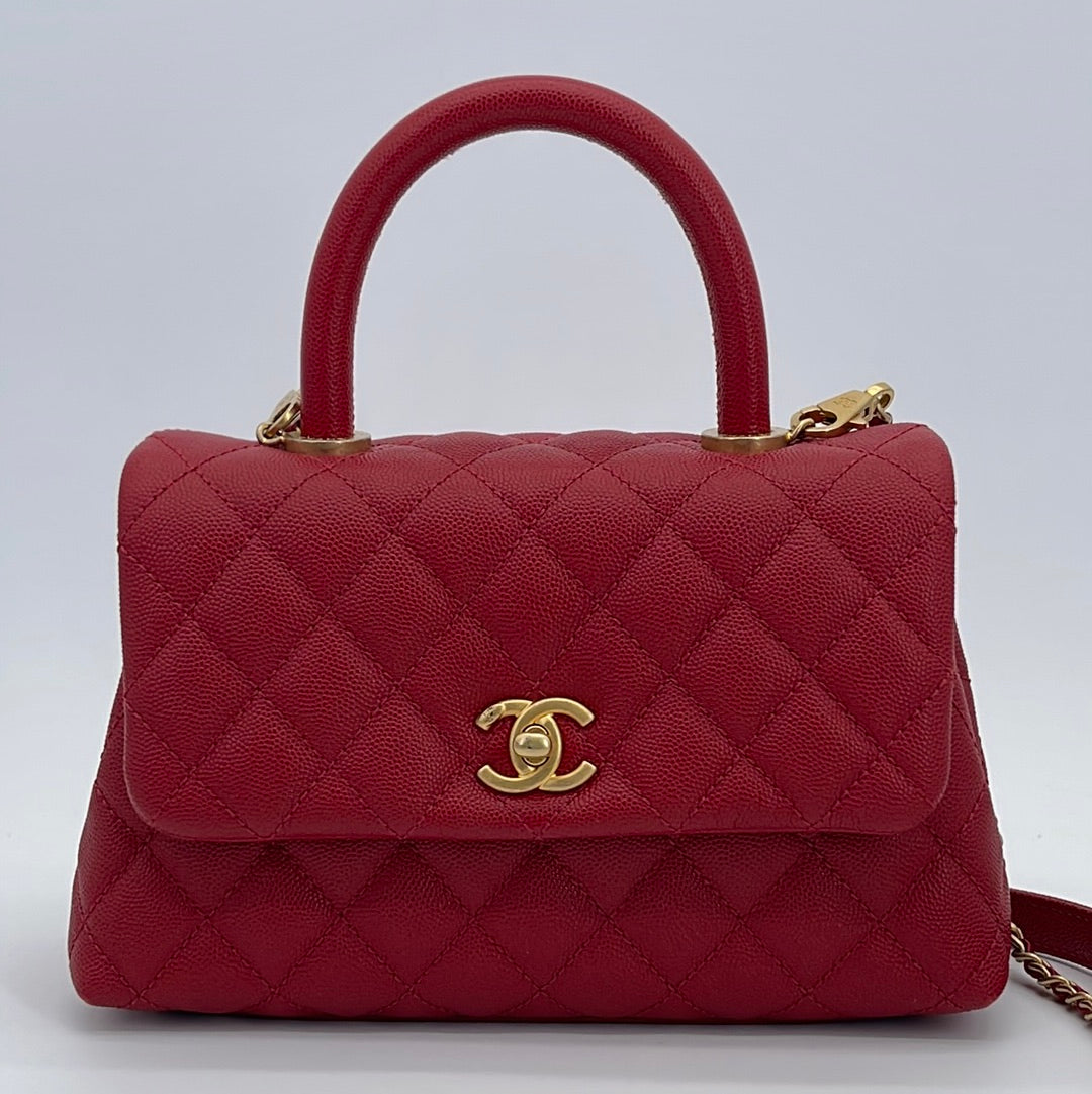 Giftable Preloved Chanel Coco Handle Red Caviar Leather Handbag 25035205 091823
