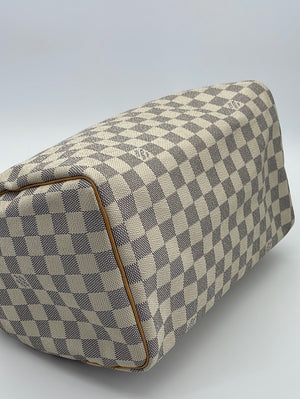 Louis Vuitton, Bags, Louis Vuitton Damier Azur 3 Canvas Speedy Handbag  Made In Usa N4533