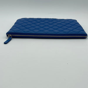 Preloved Chanel Blue Medium Quilted Lambskin O Case Clutch Bag 22406805 020524