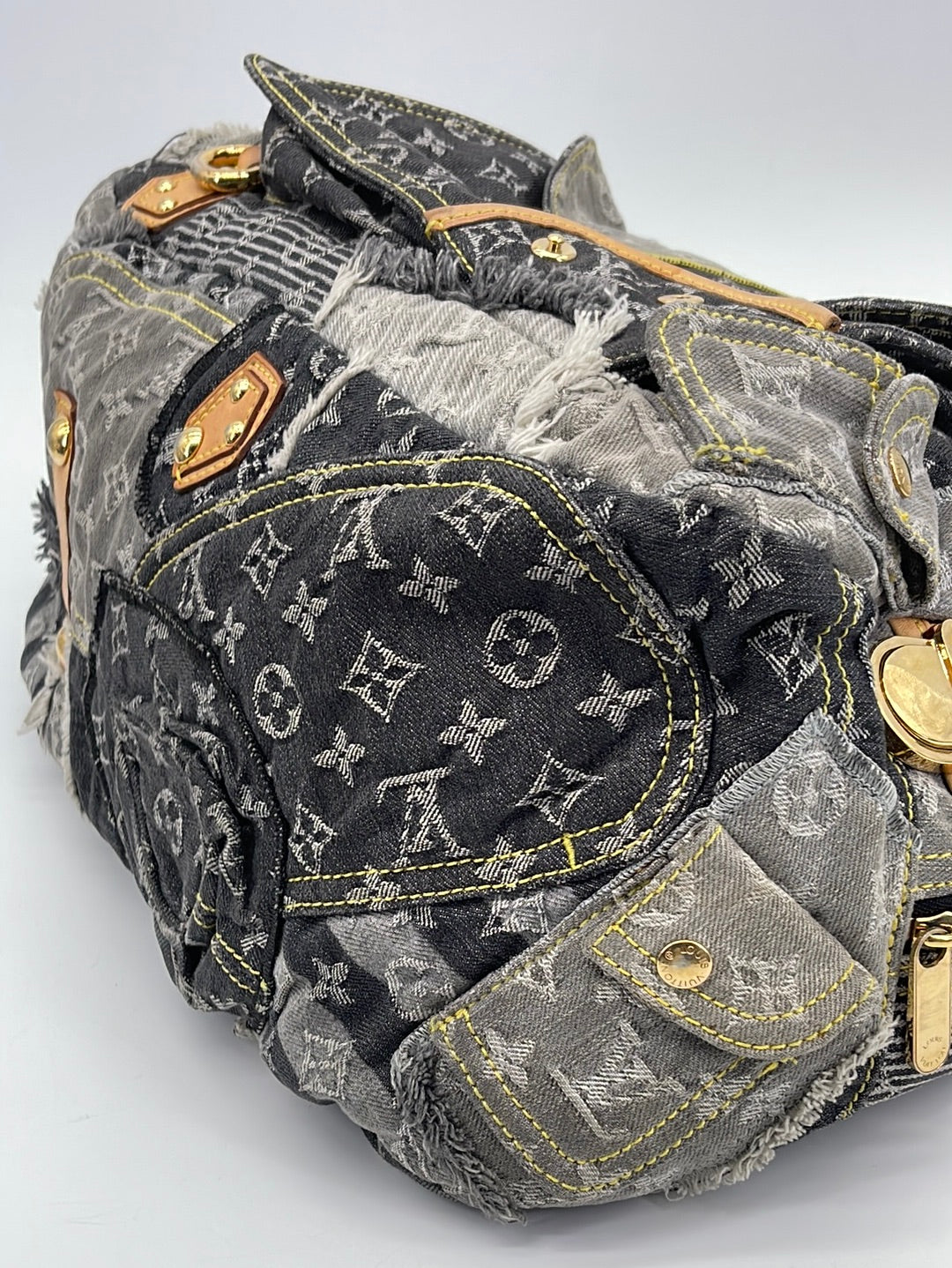 Louis Vuitton Limited Edition Denim Patchwork Bowly Tote Bag at