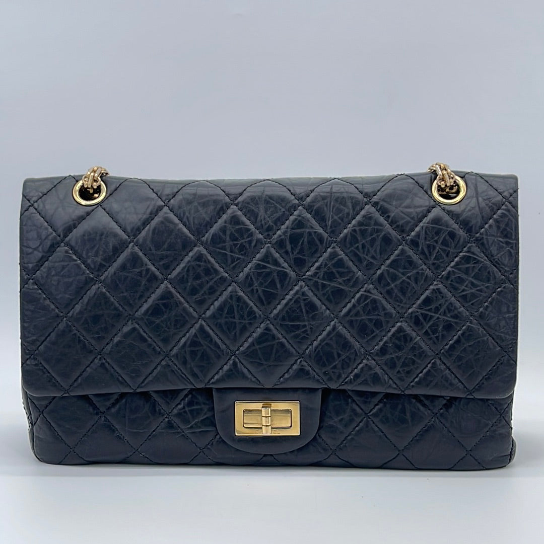 CHANEL Aged Calfskin Quilted 2.55 Reissue 227 Flap Black 974304