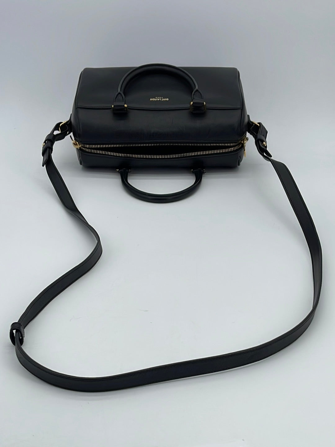 Preloved Saint Laurent Classic Black Leather Baby Duffle Crossbody Bag CLD3309580714 101323