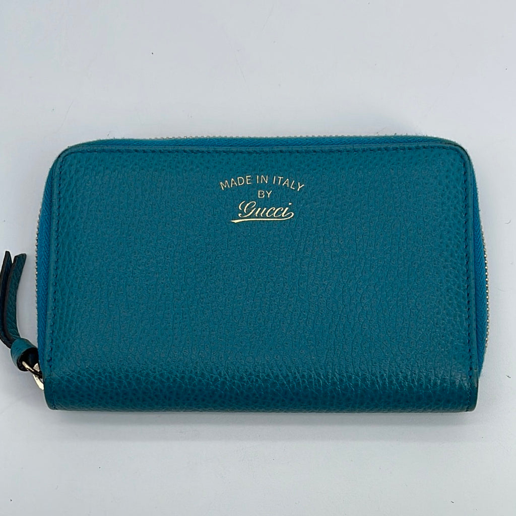 PRELOVED Gucci Blue Leather Swing Zip Around Wallet 3544972091 091023