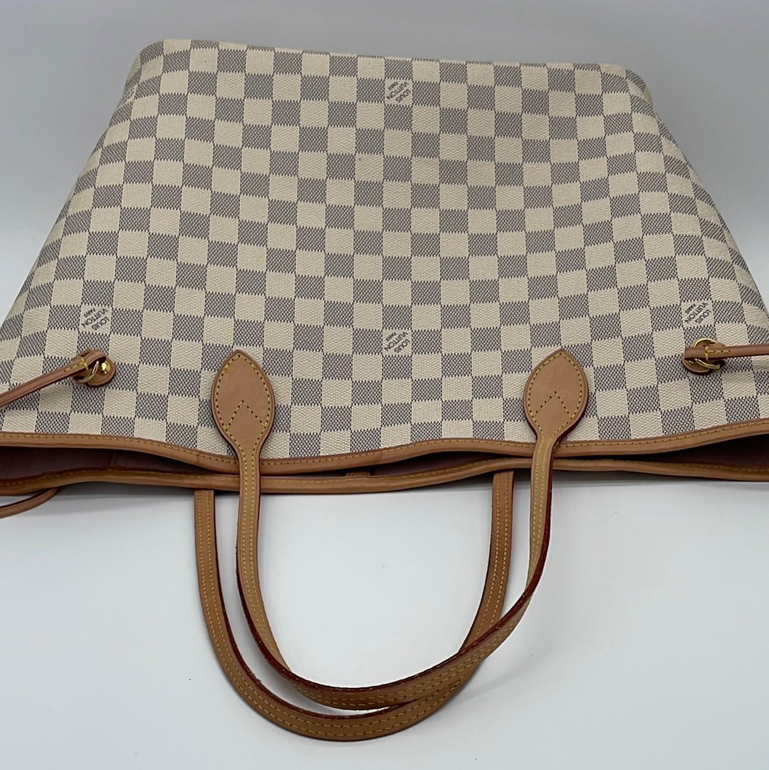 Louis Vuitton Neverfull Mm Limited Edition Damier Azur Canvas Tote Bag