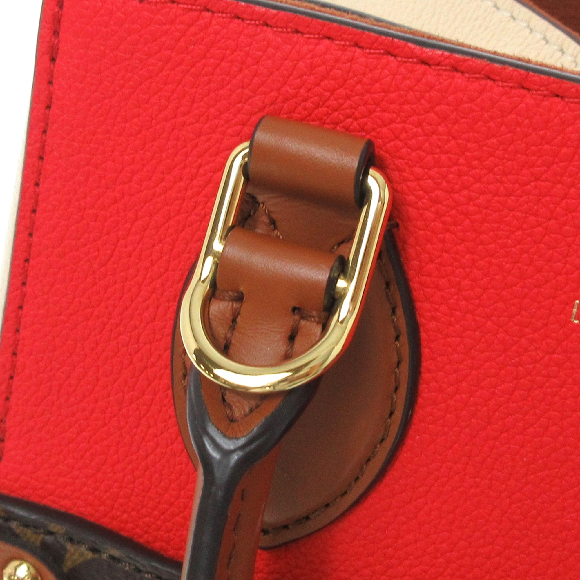 Louis Vuitton Fold Tote PM Shoulder Bag M45389 Monogram Red Brown Cerise  Cream