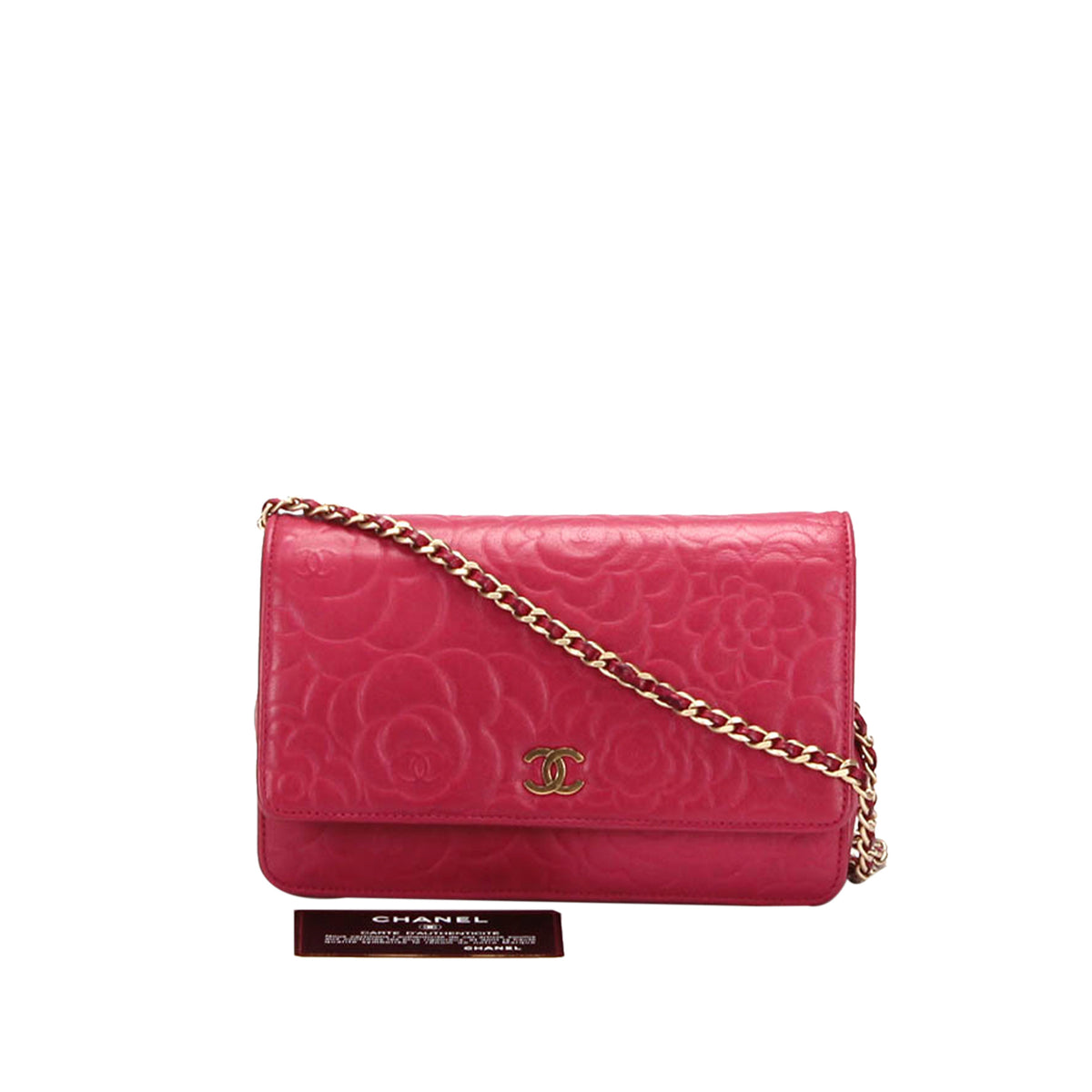 Preloved Chanel Fusia Camellia Lambskin Wallet on Chain 17052527 071123