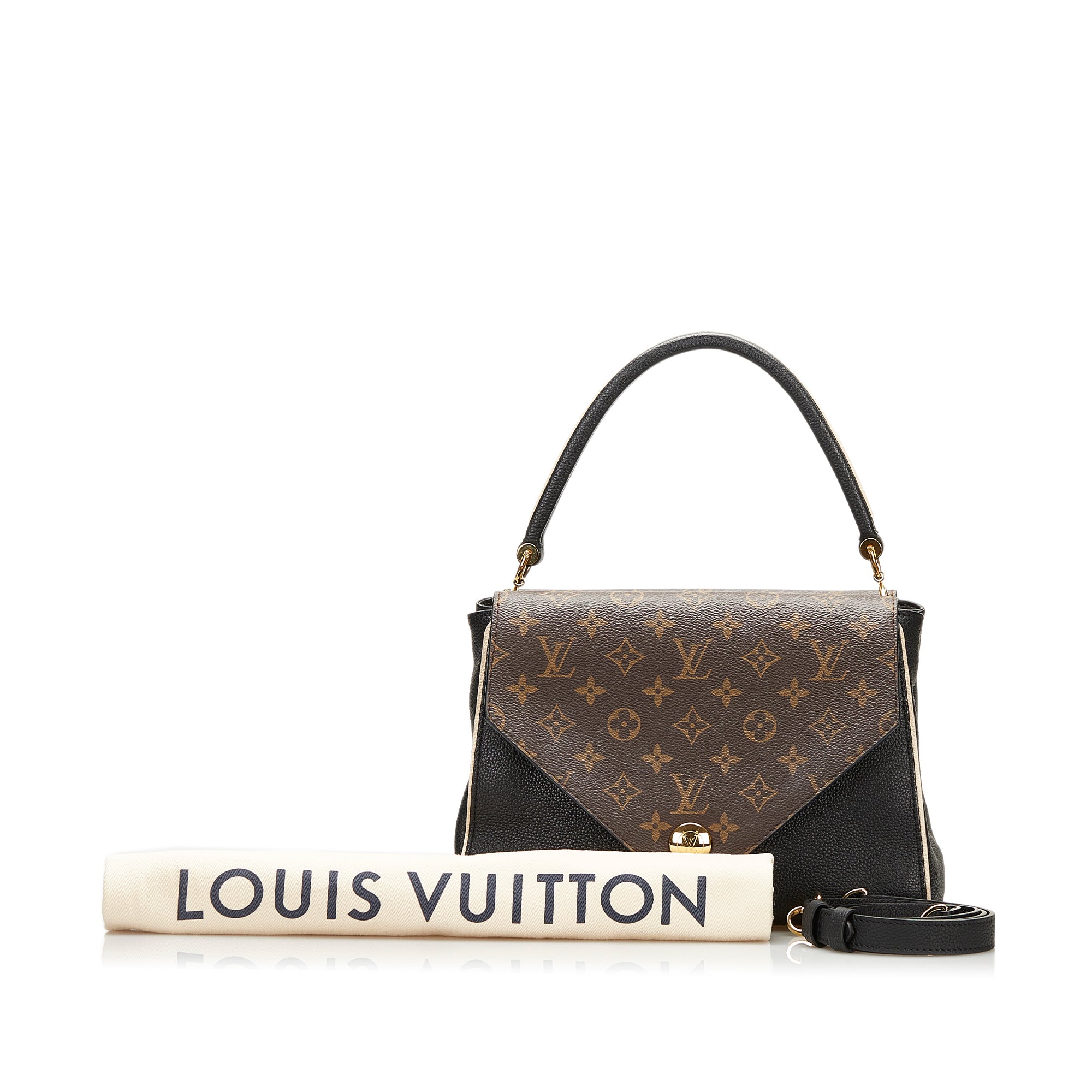 Louis Vuitton Black Leather and Monogram Canvas Double V Bag