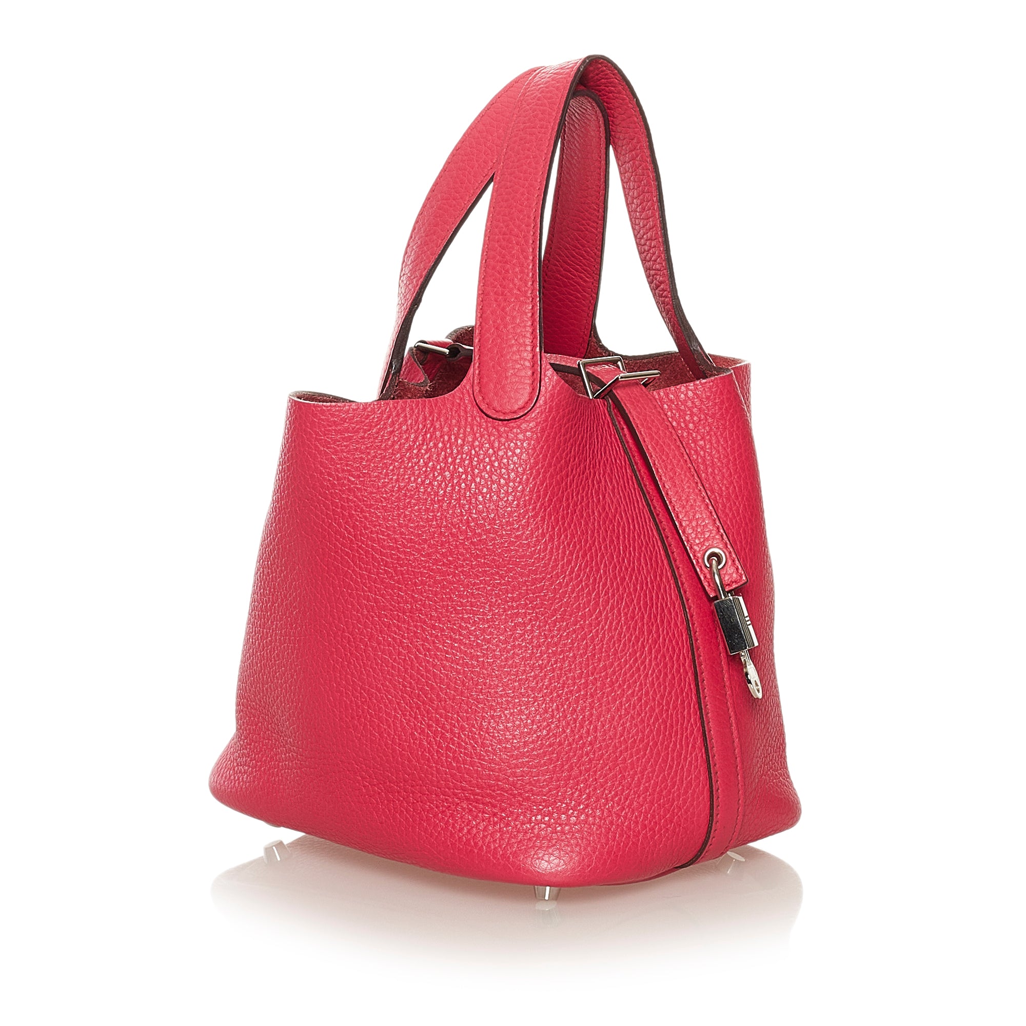 Preloved Hermes Red Picotin Lock 18 Handbag with Silver Hardware