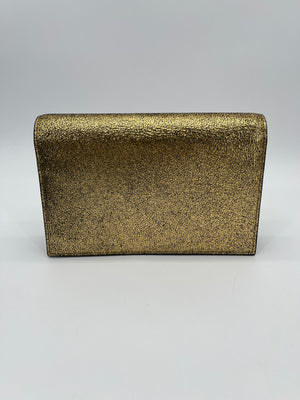 GIFTABLE PRELOVED Saint Laurent Gold Metallic Calfskin Classic Kate Monogram Tassel Shoulder Bag INN452590618 121223