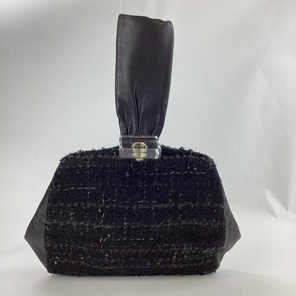Preloved Chanel Black Tweed and Leather Frame Bag 7738008 011223