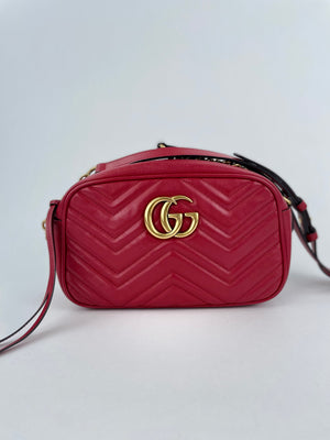 PRELOVED Gucci Red GG Marmont Matelasse Small Leather Shoulder Bag 44763200096 011124