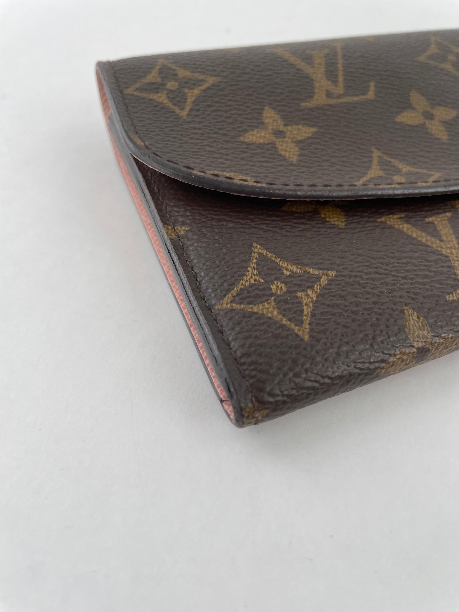 Louis Vuitton Brown Monogram Elysee Long Wallet Red Leather Cloth
