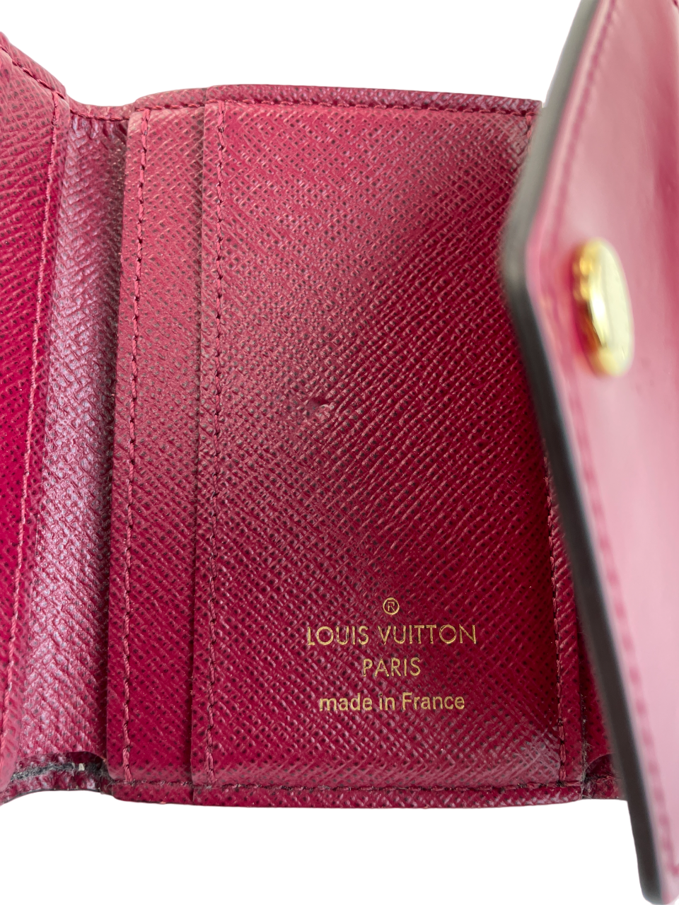 LOUIS VUITTON Authentic Women's Amplant Mini Wallet Trifold Leather  Zoe Navy Red