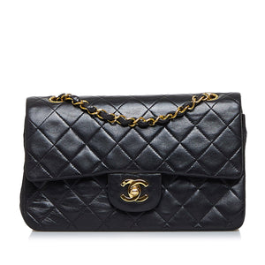 Chanel Black Lambskin Small Classic Double Flap Shoulder Bag 59551