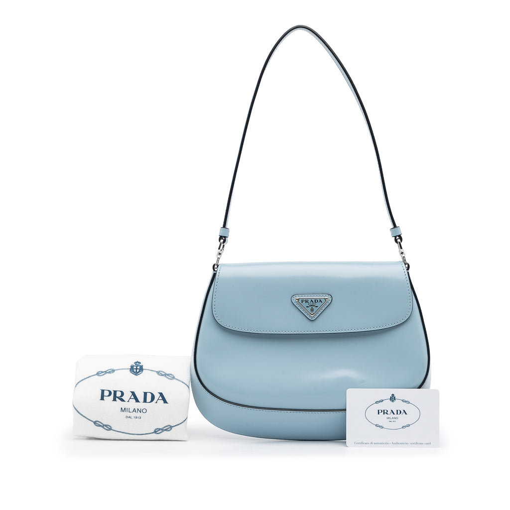 Preloved Prada Blue Spazzolato Cleo Shoulder Bag W6BJCHW 92123. $800 Off FLASH