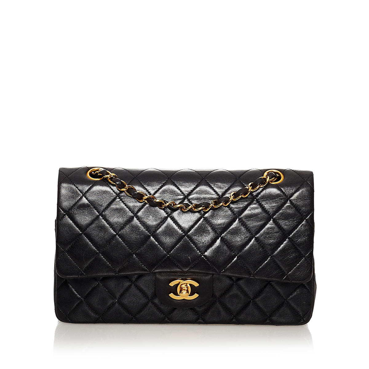 Preloved Chanel Black Quilted Lambskin Medium Double Flap 24-Karat Gold  Plated Hardware Shoulder Bag 2620884 071223