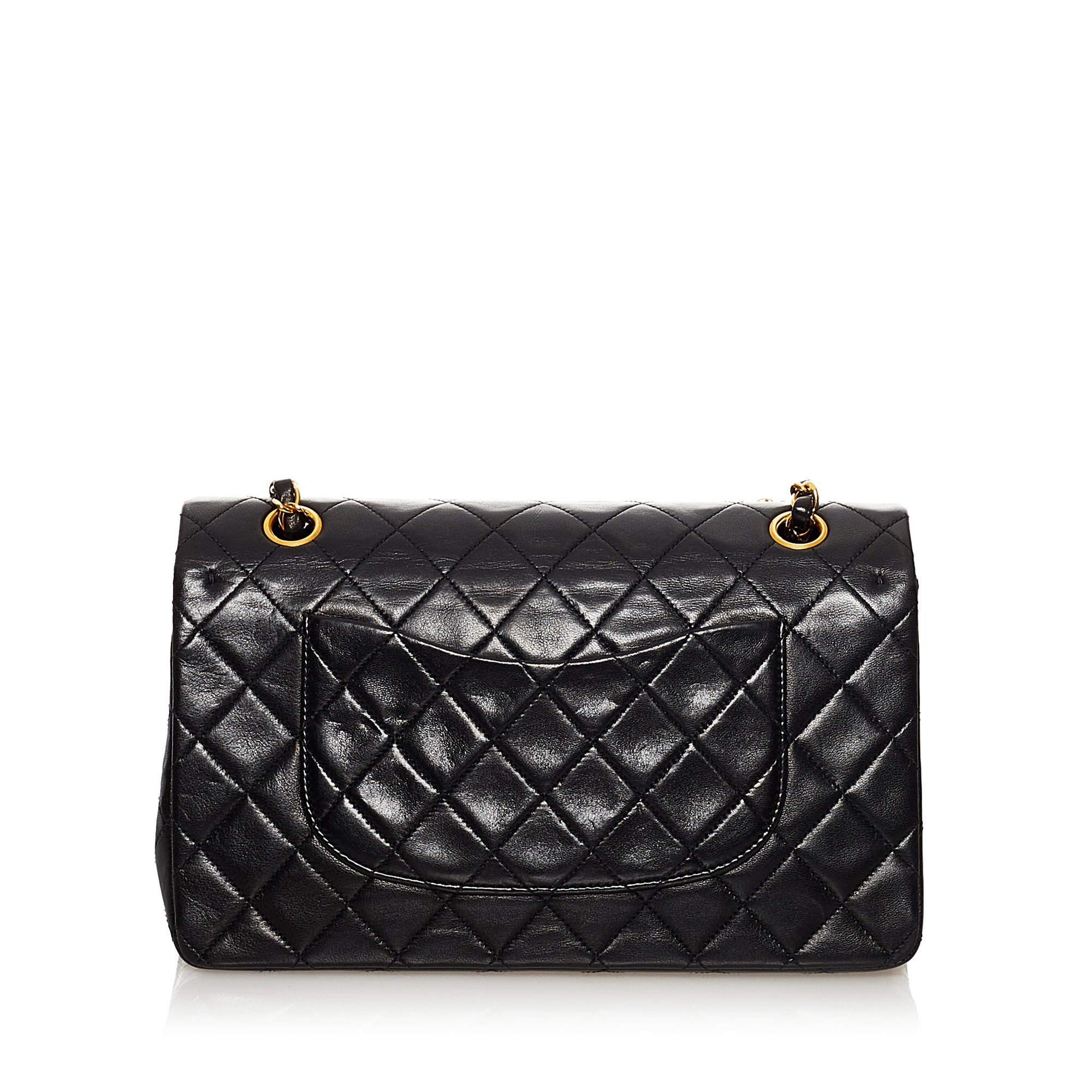 Preloved Chanel Black Quilted Lambskin Medium Double Flap 24-Karat Gol – KimmieBBags  LLC