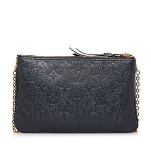 Louis Vuitton Beige Monogram Empreinte and Python Double Zip Pochette Gold Hardware, 2019 (Very Good), Womens Handbag