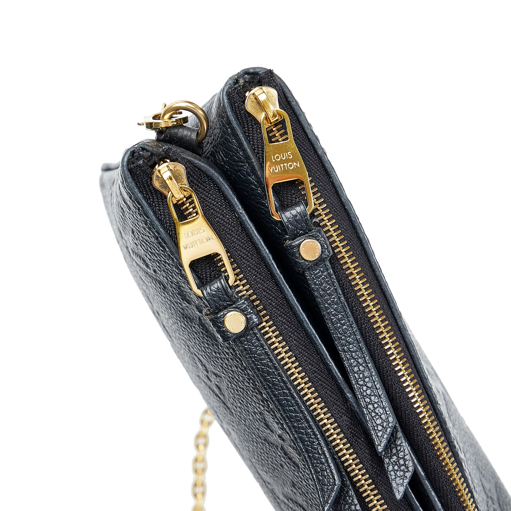 Preloved Louis Vuitton Monogram Navy Empreinte Leather Double Zip Pochette Bag GI4220
