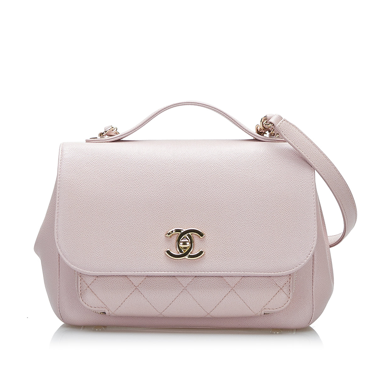 chanel pre-loved pink quilted caviar coco handle bag mini, pink