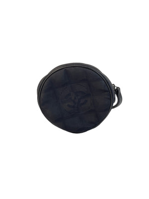 Preloved Chanel Black Canvas Round Travel Line Wristlet Pouch 6906705 –  KimmieBBags LLC