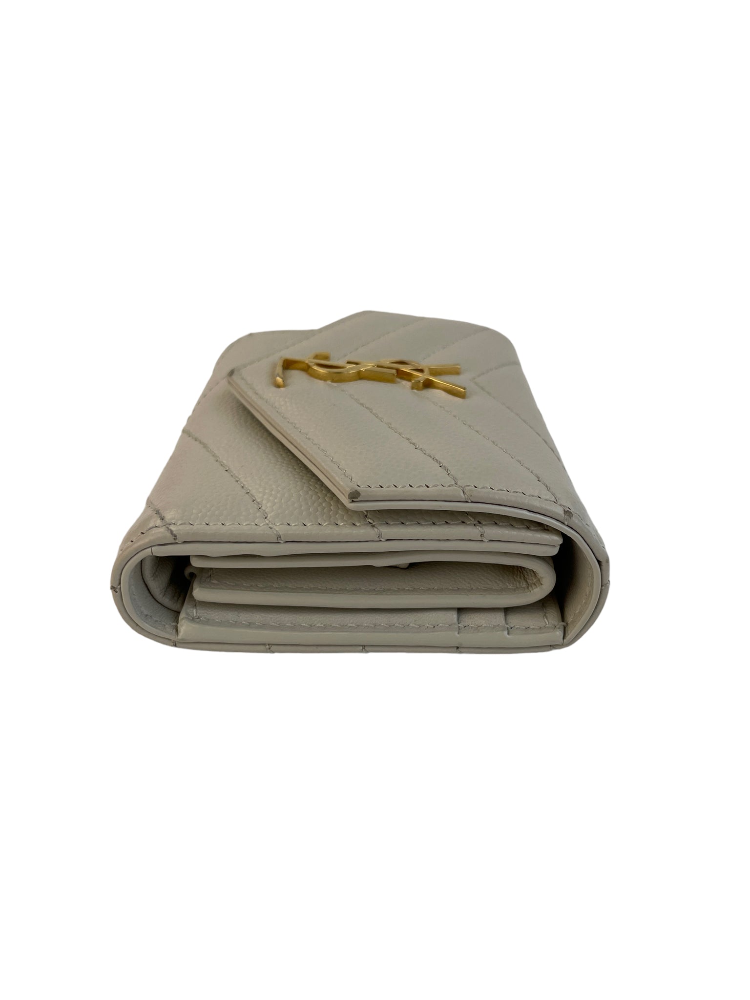 Preloved Saint Laurent White Matelasse Leather Cassandra Compact Wallet GNC6920610422 092823