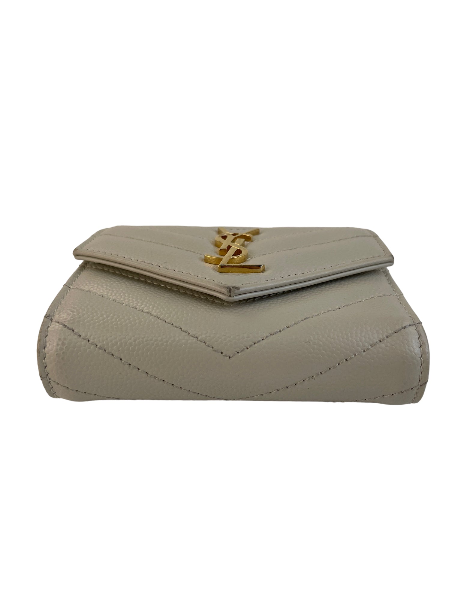 Preloved Saint Laurent White Matelasse Leather Cassandra Compact Wallet GNC6920610422 092823
