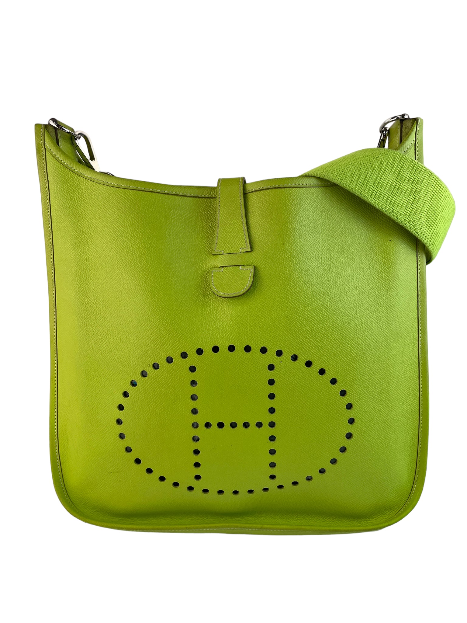 Preloved Hermes Evelyn GM Green Taurillon Clemence Leather Shoulder Bag 8467XRG 092723
