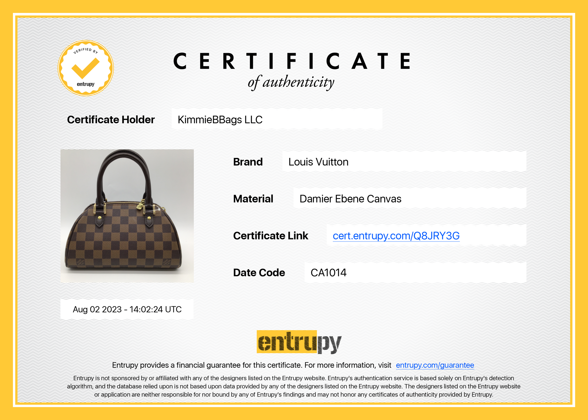 Preloved Louis Vuitton Damier Ebene Mini Ribera CA1014 080723 – KimmieBBags  LLC