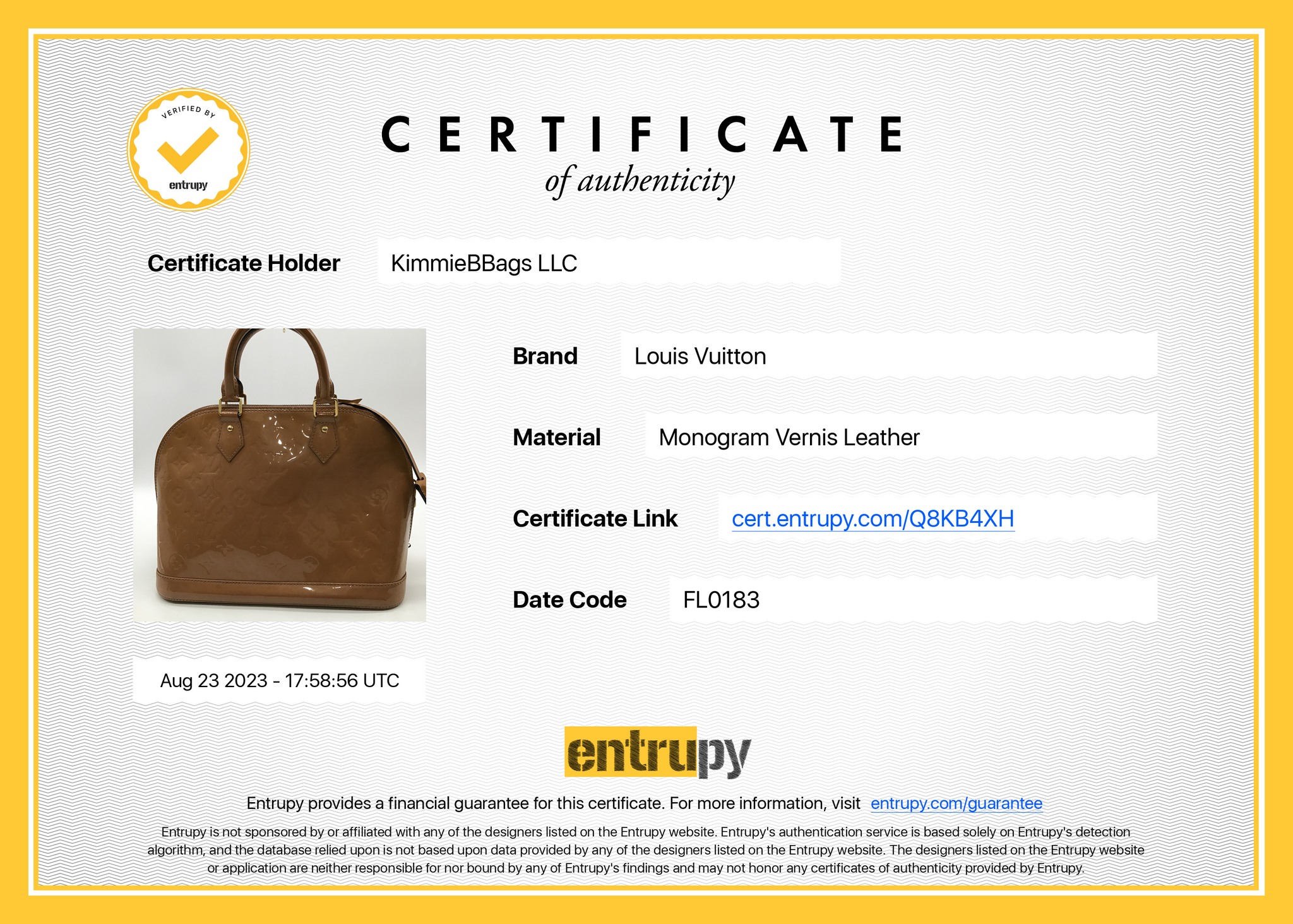 PRELOVED Louis Vuitton Tan Monogram Vernis Alma PM Handbag FL0183