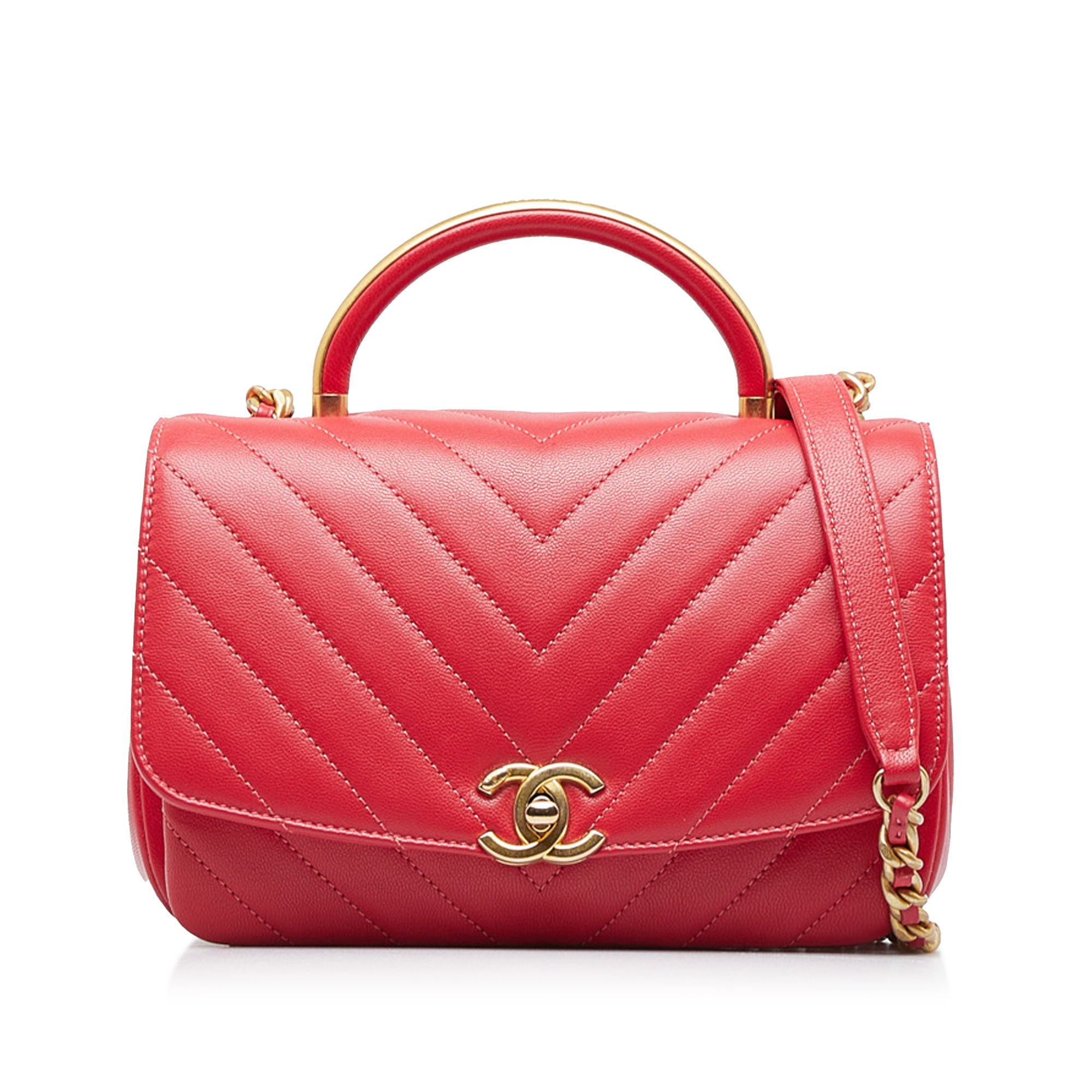 Preloved Chanel Pink CC Chevron Lambskin Flap Satchel 29876742 020124 ❤️