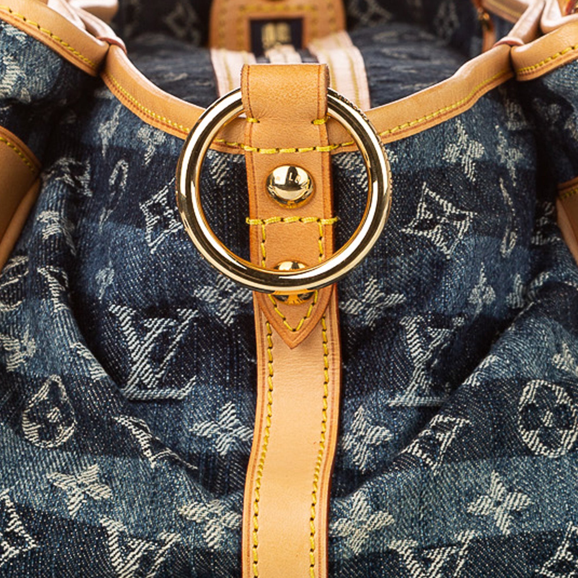 Authentic Louis Vuitton Denim Porte Epaule Raye MM Shoulder Bag