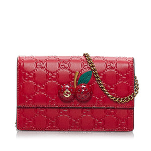 Preloved Gucci Guccissima Cherry Wallet on Chain 051523